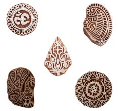 Set of 5 Piece New Mix Wooden Printing Blocks