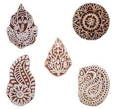 Set of 5 Piece New Mix Wooden Printing Blocks