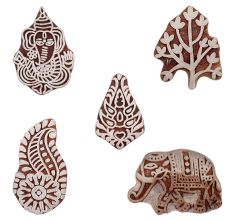 Set of 5 Piece New Mix Wooden Printing Blocks