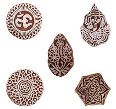 Set of 5 Piece New Mix Wooden Printing Blocks