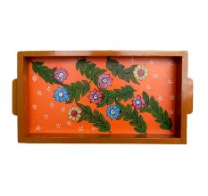 Floral Design Handmade Painting Wooden Tray