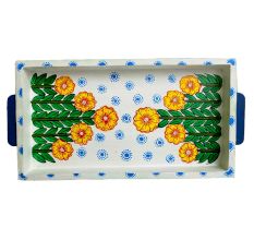 Floral Design Handmade Handcrafted Decorative Platter Pattachitra Painting Wooden Tray