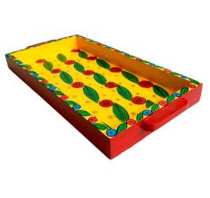 Yellow Color Floral Design Handmade Painting Tray