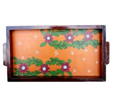 Orange Color Handcrafted Decorative Platter Pattachitra Painting Tray