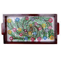 Floral Design Painting Wooden Tray