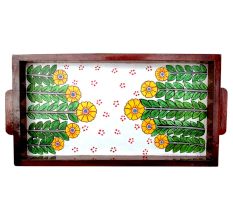 Floral Design Handmade Wooden Tray