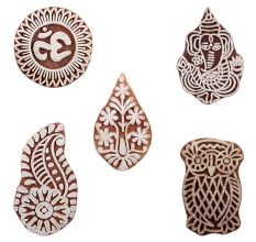 Set of 5 Piece New Mix Wooden Printing Blocks