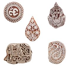 Set of 5 Piece New Mix Wooden Printing Blocks