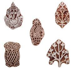 Set of 5 Piece New Mix Wooden Printing Blocks