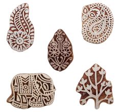 Set of 5 Piece New Mix Wooden Printing Blocks