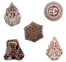 Set of 5 Piece New Mix Wooden Printing Blocks