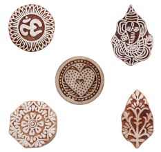 Set of 5 Piece New Mix Wooden Printing Blocks