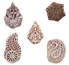 Set of 5 Piece New Mix Wooden Printing Blocks