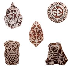 Set of 5 Piece New Mix Wooden Printing Blocks
