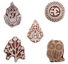 Set of 5 Piece New Mix Wooden Printing Blocks
