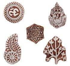 Set of 5 Piece New Mix Wooden Printing Blocks