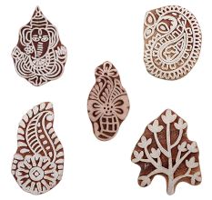 Set of 5 Piece New Mix Wooden Printing Blocks