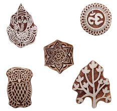 Set of 5 Piece New Mix Wooden Printing Blocks