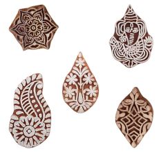 Set of 5 Piece New Mix Wooden Printing Blocks