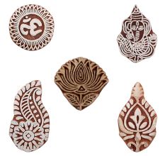 Set of 5 Piece New Mix Wooden Printing Blocks