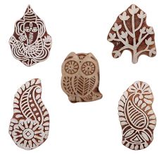 Set of 5 Piece New Mix Wooden Printing Blocks