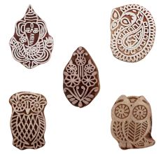 Set of 5 Piece New Mix Wooden Printing Blocks