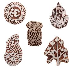 Set of 5 Piece New Mix Wooden Printing Blocks