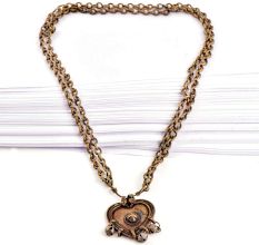 Beaded Necklace Pendant Brass Bells