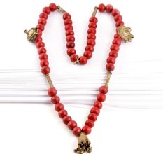 Red beads Necklace With brass Bead Necklace