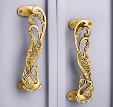 Brass Decorative Indian Peacock Door Handles(Set Of 2)