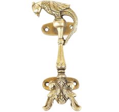 Two Brass Peacocks With  Brass Parrot On Top Door Handle