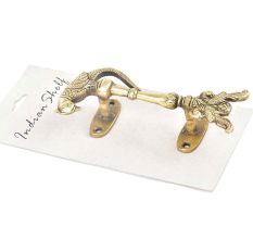 Two Brass Peacocks With  Brass Parrot On Top Door Handle