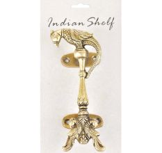 Two Brass Peacocks With  Brass Parrot On Top Door Handle