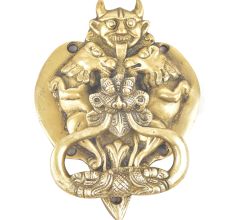 Vintage Heavy Solid Brass Mythical Double Demon Door Knocker
