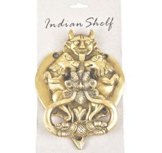 Vintage Heavy Solid Brass Mythical Double Demon Door Knocker