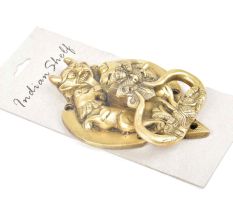 Vintage Heavy Solid Brass Mythical Double Demon Door Knocker