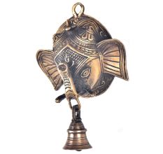 Brass Ganesha Face With Bell Wall Hanging