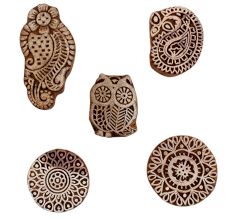 Set of 5 Piece New Mix Wooden Printing Blocks