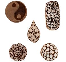 Set of 5 Piece New Mix Wooden Printing Blocks