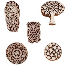 Set of 5 Piece New Mix Wooden Printing Blocks