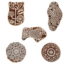 Set of 5 Piece New Mix Wooden Printing Blocks