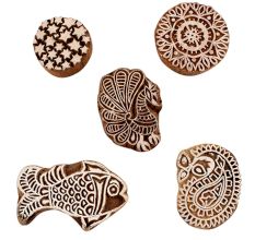 Set of 5 Piece New Mix Wooden Printing Blocks