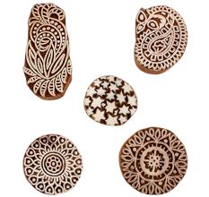 Set of 5 Piece New Mix Wooden Printing Blocks