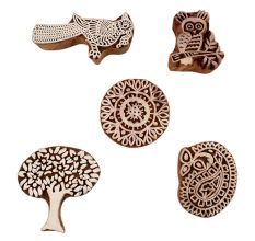 Set of 5 Piece New Mix Wooden Printing Blocks