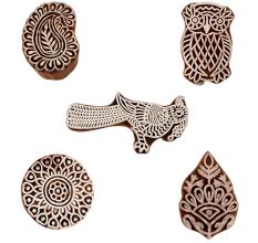 Set of 5 Piece New Mix Wooden Printing Blocks