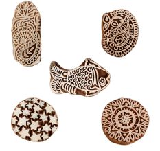Set of 5 Piece New Mix Wooden Printing Blocks