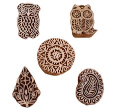 Set of 5 Piece New Mix Wooden Printing Blocks