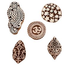 Set of 5 Piece New Mix Wooden Printing Blocks