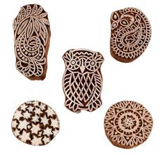 Set of 5 Piece New Mix Wooden Printing Blocks