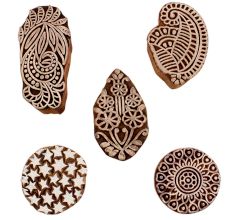 Set of 5 Piece New Mix Wooden Printing Blocks